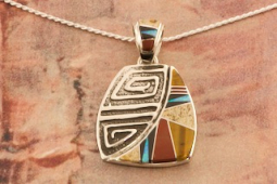 Calvin Begay Jewelry Sterling Silver Man in the Maze Pendant